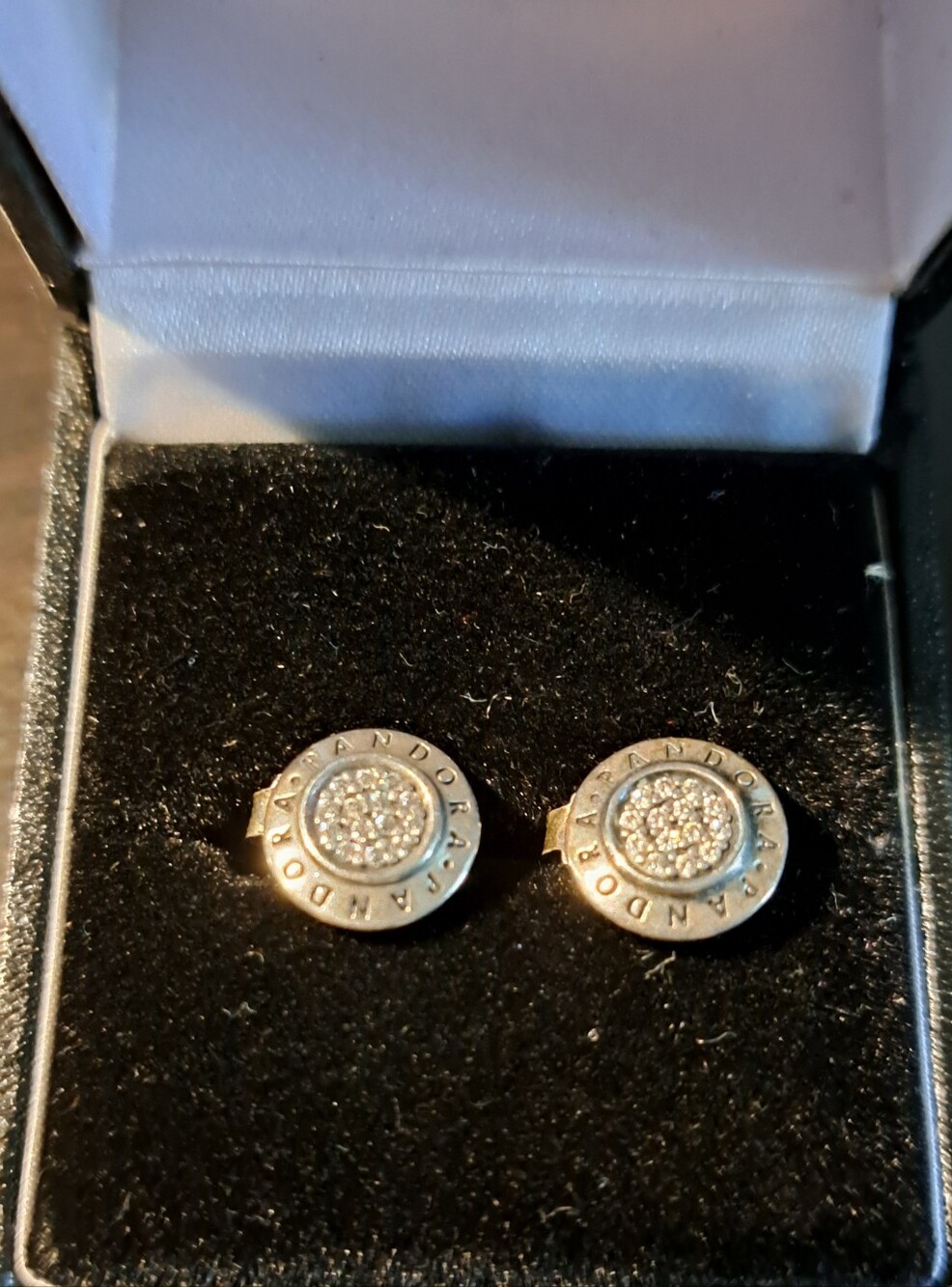 Pandora Signature Logo Circle Stud Earrings Sterling